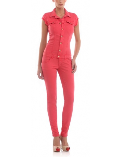 Belleza B071 T639 058 - Rood - Met Jeans - Jumpsuits